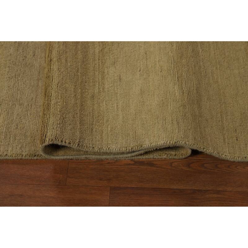 Contemporary Gabbeh Oriental Area Rug Handmade Green Wool Carpet - 6'5" x 9'7"