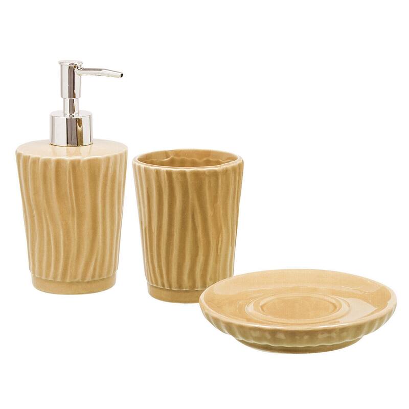 Mustard Yellow Dolomite Bathroom Accessories Set Soap Dispenser, Soap