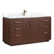 preview thumbnail 46 of 138, San Single Bath Vanity with Composite Stone Top without Mirror 60in. - Natural Walnut