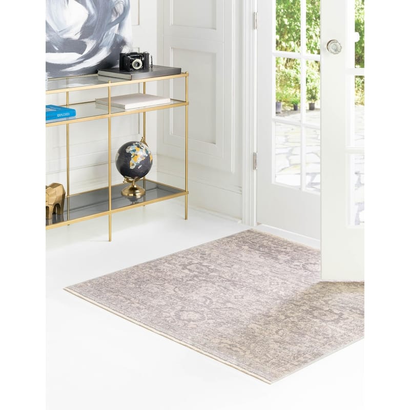 Traditional Nixa Collection Area Rug - 7'10" Square - Gray
