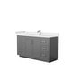 preview thumbnail 59 of 168, Miranda Single Vanity Set, Cultured Marble Top, No Mirror 60-Inch Single - Dark Gray, Nickel Trim, White Cultured Marble Top