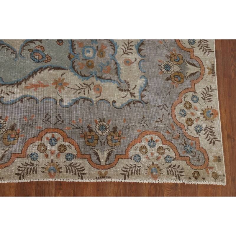 Tabriz Vintage Persian Area Rug Handmade Wool Carpet - 8'7" x 11'5"