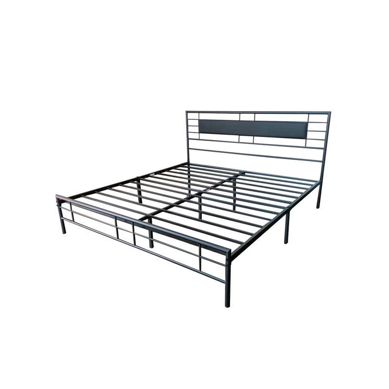 NNV Full Size Platform Metal Bed Frame with Leather Upholstered