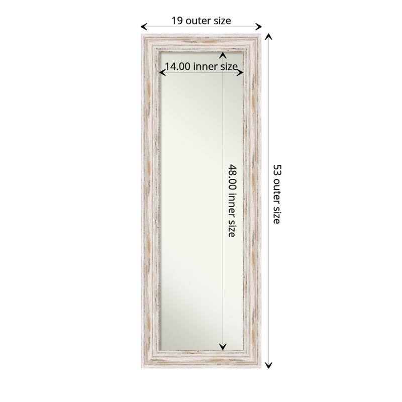 Non-Beveled Wood Full Length On The Door Mirror - Alexandria Whitewash Frame - Alexandria Whitewash - Glass Size: 14. x 48