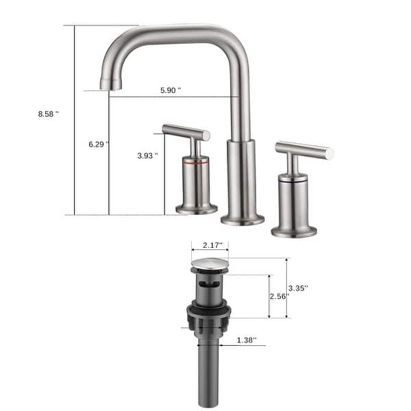 dimension image slide 1 of 4, YASINU 8 Inch Luxury Widespread Bathroom Sink Faucet with Pop-Up Drain