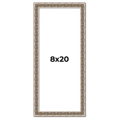 8x20 Frame Silver Versailles Ornate Solid Wood Picture Frame | 1 Inch