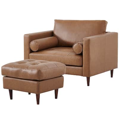 Alessandra Modern Contemporary Eco Leather Arm Chair and Ottoman (Arm Chair and Ottoman)