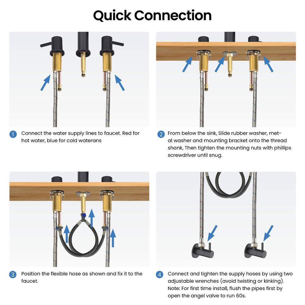Circular 8" Bathroom Sink Widespread Faucet with Drain Assembly