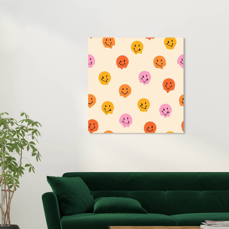 Wynwood Studio Canvas Education and Office Surreal Smilings Orange and Pink Modern & Contemporary Wall Art Canvas Print