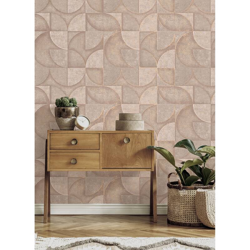 Advantage Addison Blush Retro Geo Wallpaper