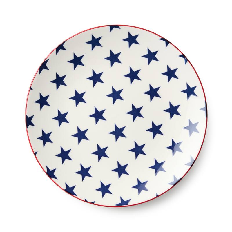 Certified International Patriotic Pad Print 8.75" Salad Plates, Set of 6 - 8.75"L x 8.75"W x 1.00"H