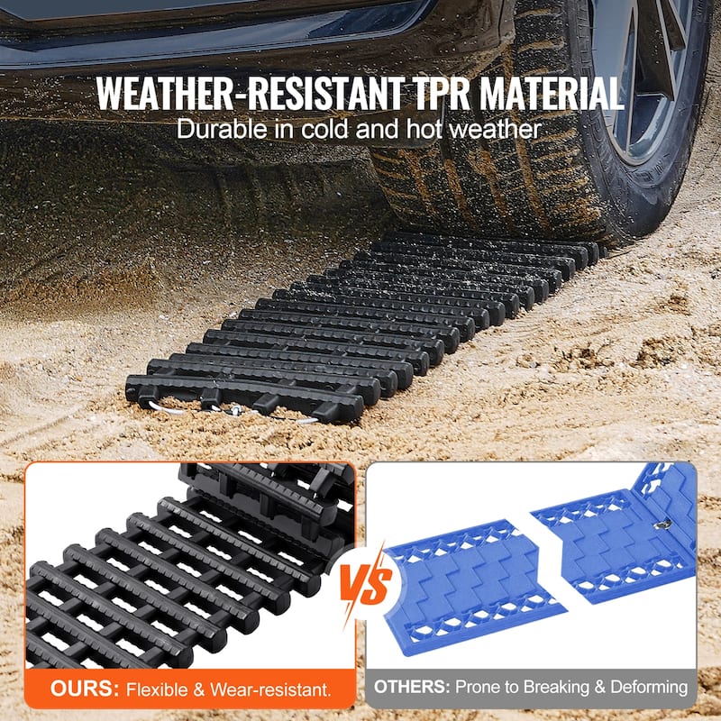 Traction Boards with PP Material, Recovery Boards for Off-road Vehicles/Cars/Pickups/SUVs/RVs, Pair Tire Traction Mats on Snow