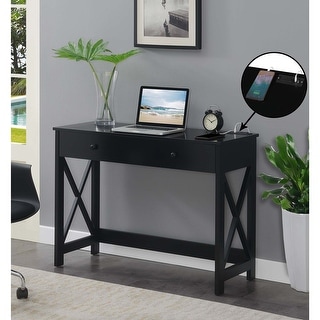 42 Inch Desk with Charging Station - Modern Computer Writing Table with ...