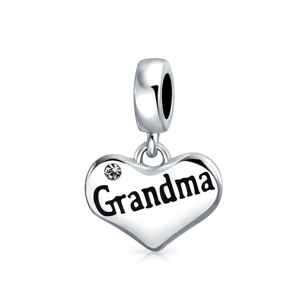 Grandma Heart Grandmother Rhinestone Dangle Bead Charm for European Bracelet