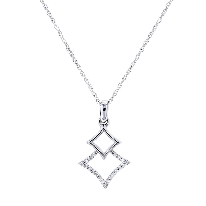 Kobelli Natural Diamond Solid 10k Gold Geometric Kites Rhombi 18" Necklace