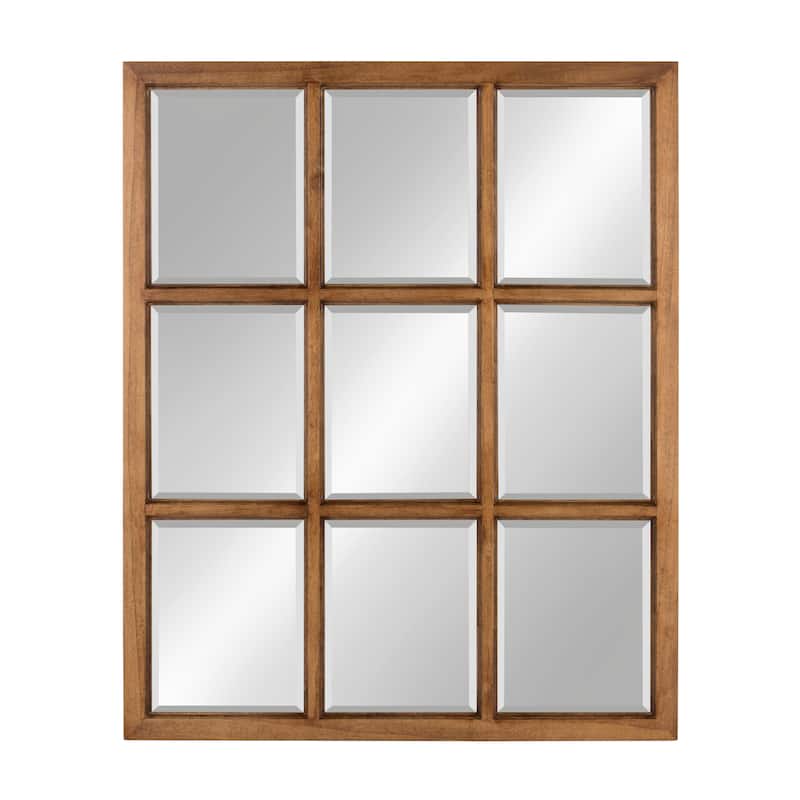 Kate and Laurel Hogan 9 Windowpane Wood Wall Mirror - 26x32 - Brown