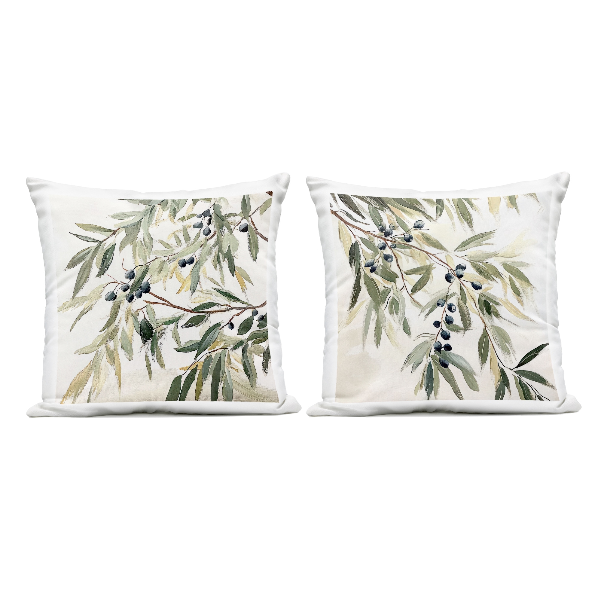 Stupell Olive Branches in Pastel Printed Outdoor Throw Pillow Design by Mona Grace (Set of 2)