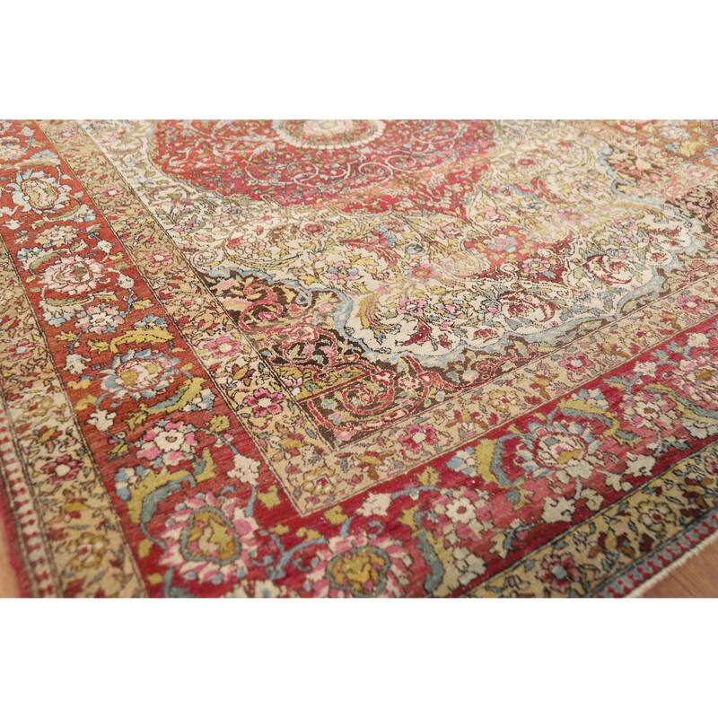 Pre-1900 Antique Vegetable Dye Isfahan Persian Wool Carpet - 4'7" x 6'7"