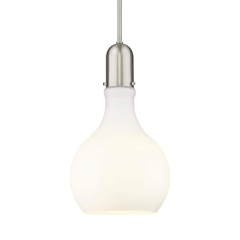 Innovations Lighting 492-1S-20-12 Amherst Pendant Amherst 12" Wide - Brushed Satin Nickel / Matte White