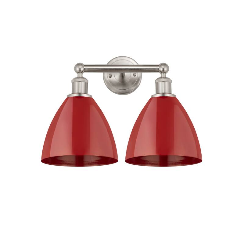 Innovations Lighting 616-2W-12-17 Plymouth Vanity Plymouth Dome 2 - Brushed Satin Nickel / Red