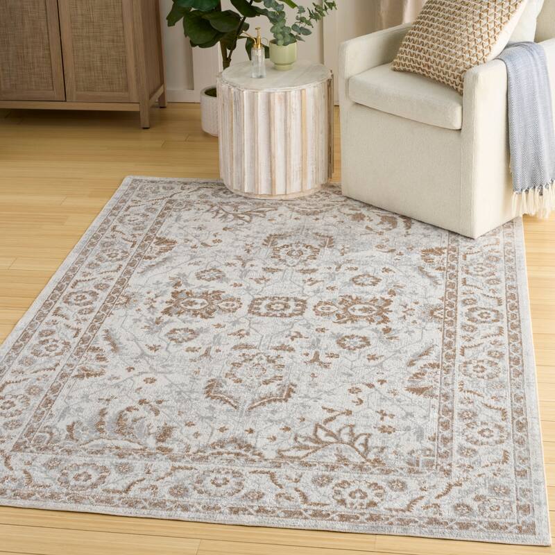 Nourison Astra Machine Washable Indoor only Persian Area Rug - Grey - 4' x 6'
