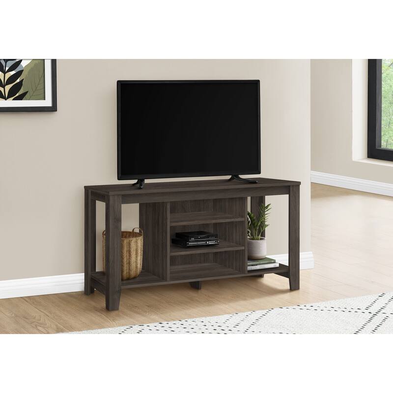 Contemporary 48" TV Stand with Adjustable Shelves, Brown Oak Finish, Media Console for Living Room, Bedroom, Dorm