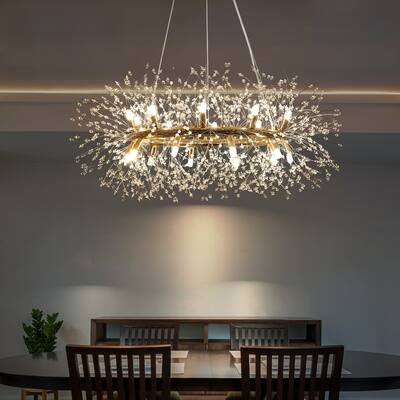Firework Crystal Sputnik Wagon Wheel Chandelier for Entryway, Living Room