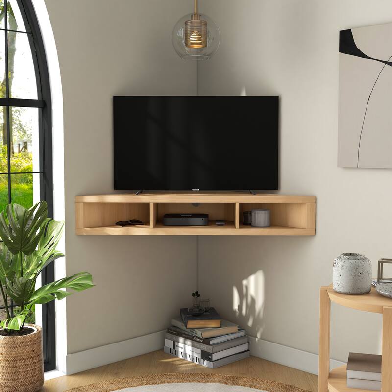 Furniture of America Sukhumi Transitional 47-inch 3-Shelf Wall-Mounted Corner TV Console