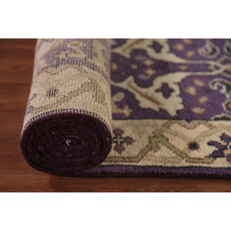 Purple Oushak Oriental Runner Rug Hand-Knotted Wool Carpet - 2'7" x 10'0"