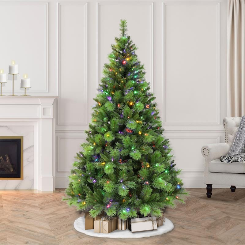 Puleo International Pre-Lit 7.5' Adirondack Artificial Christmas Tree - Green