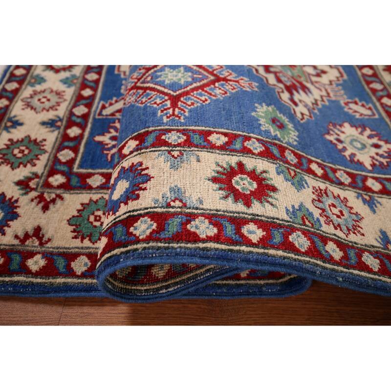 Blue Kazak Oriental Foyer Rug Handmade Wool Carpet - 3'4" x 5'1"