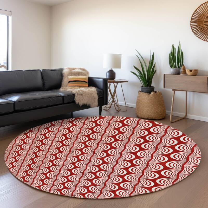 Premium Washable Super Soft Transitional Scallop Mayfield Rug - Red - 8' x 8'