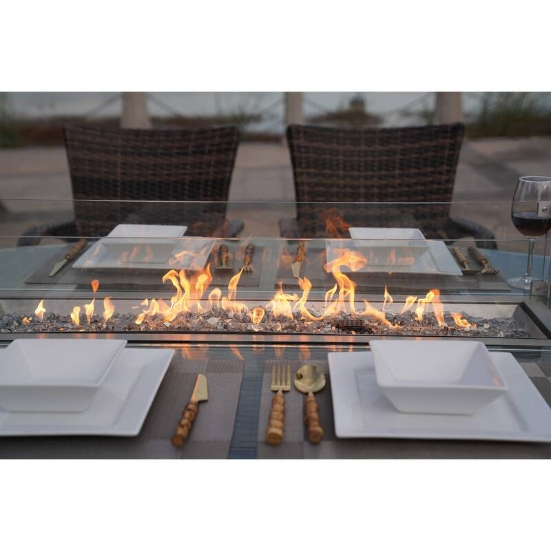 7-Piece Outdoor Wicker Dining Set with 6 Arm Chairs - N/A