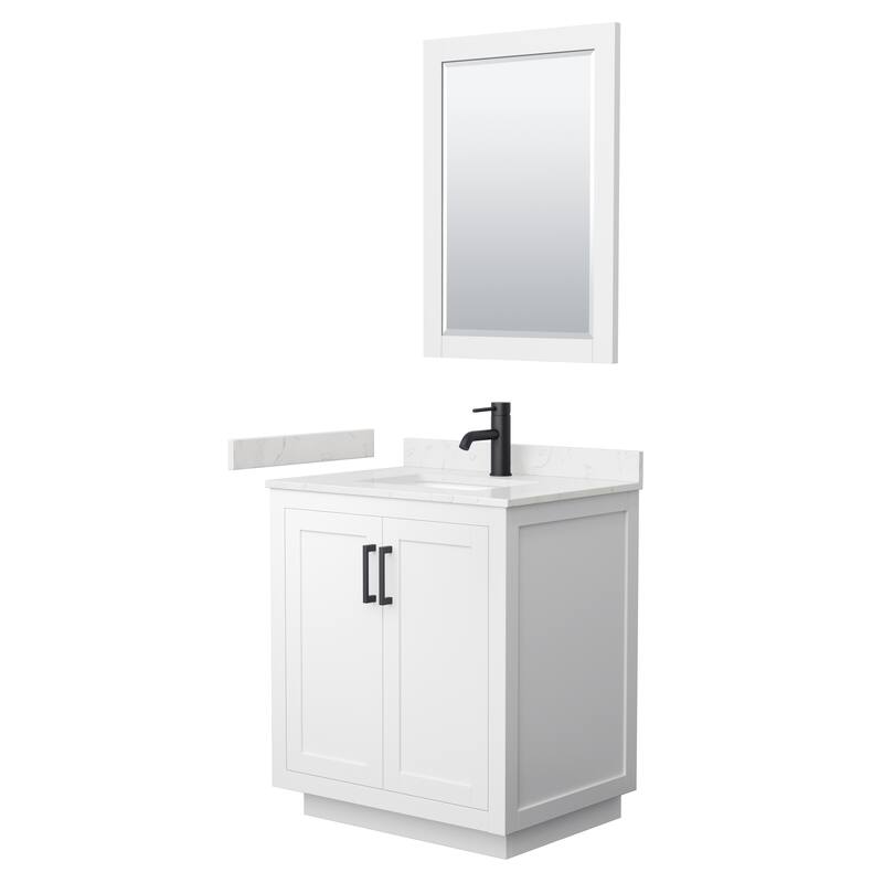 Miranda Single Vanity Set, Cultured Marble Top, 24-Inch Mirror