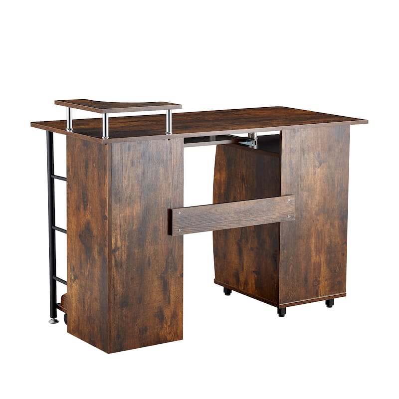 Wood Cmputer Desk Office Table wDroller, File Cabinet, Planting Shelf