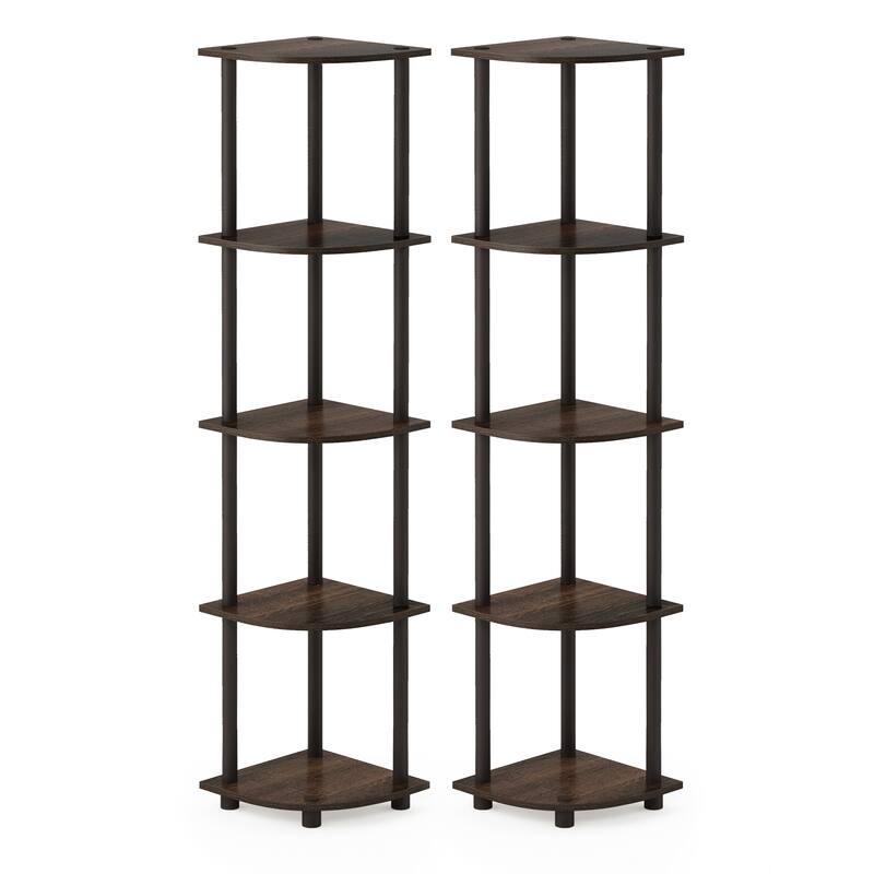 Furinno Turn-N-Tube 5 Tier Corner Display Rack Multipurpose Shelving Unit, Set of 2