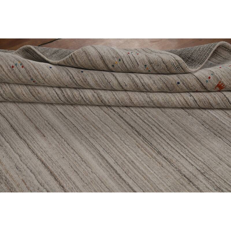 Hand Knotted Oriental 100% Wool Carpet Tribal Tribal Greys & Charcoal Gabbeh Area Rug - 10' 1'' X 8' 1''