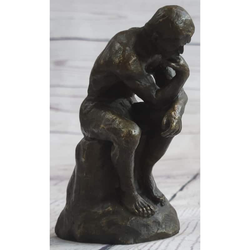 Miniature Replica Auguste Rodin Thinker Thinking Man Bronze Sculpture Statue Figure