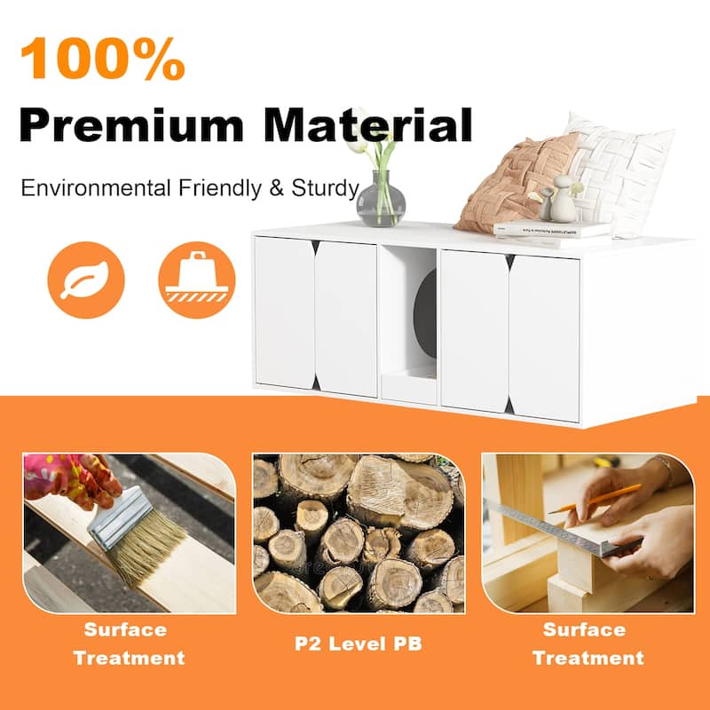 Cat Litter Box Enclosure for 2 Cats, Cat Washroom Storage Cabinet