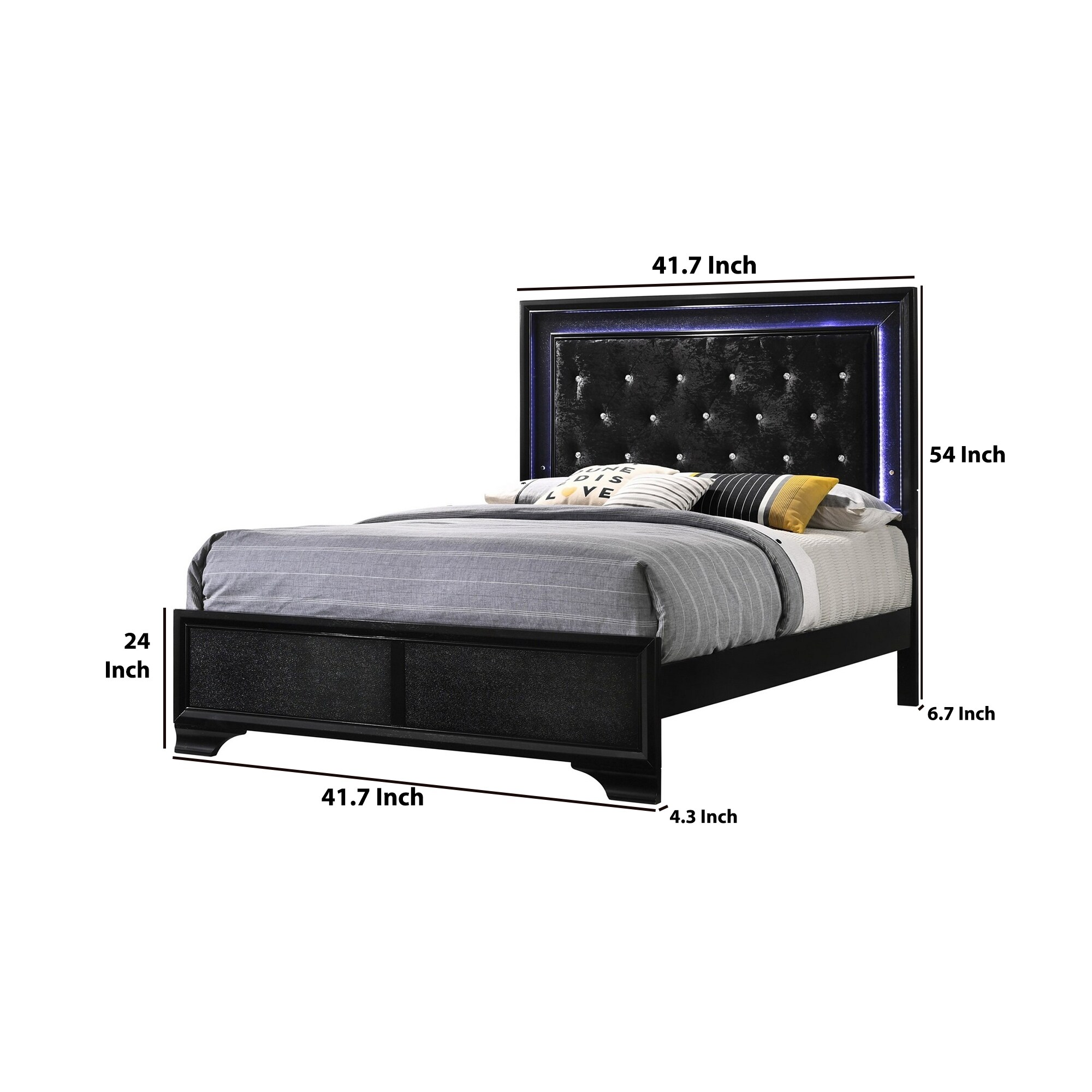 The safer, faster and cheaper way to rent. led trim twin size fabric padded headboard with low footboard black