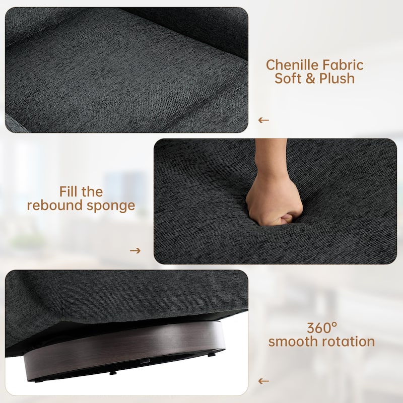 Modern Chenille Swivel Accent Chairs With Pillow