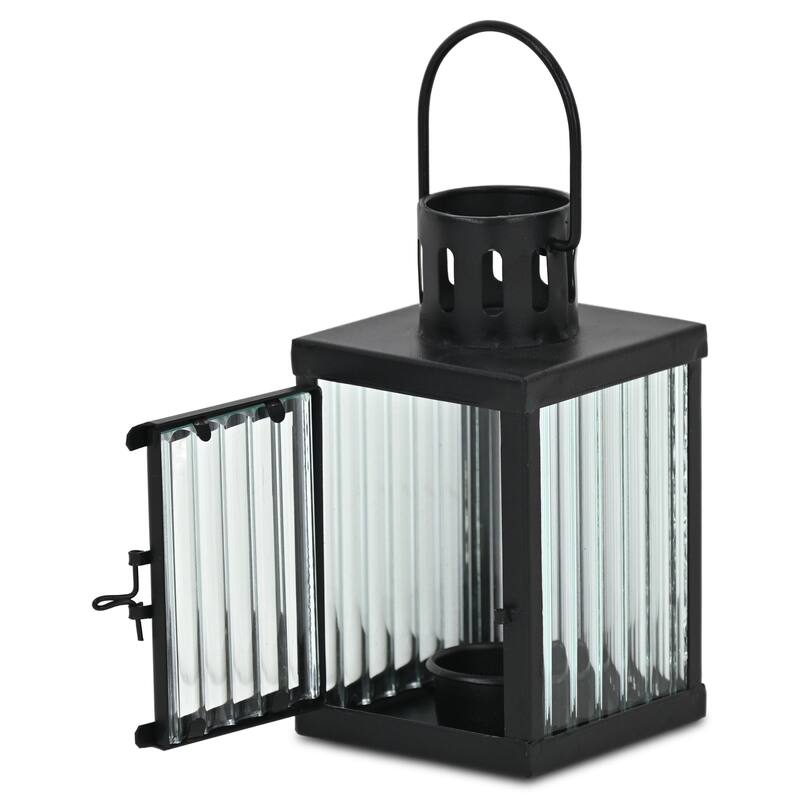 Marzanna 6.75" Fluted Glass & Metal Lantern - N/A