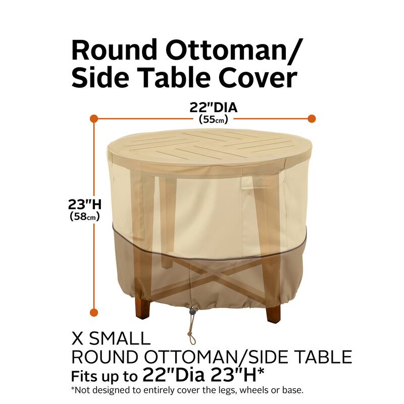 Classic Accessories Veranda Water-Resistant 22 Inch Round Patio Ottoman/Coffee Table Cover