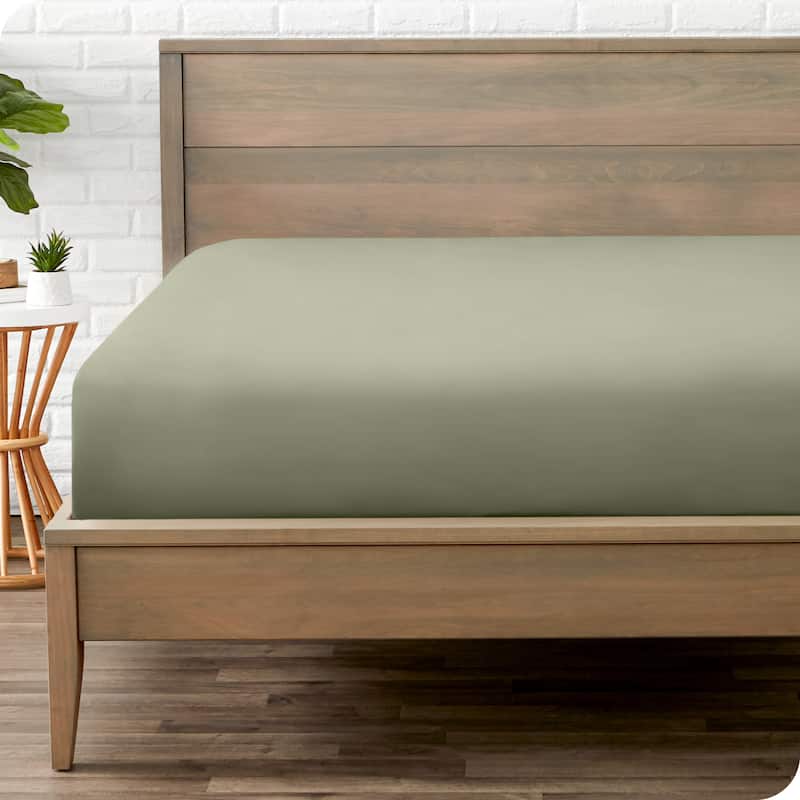 Bare Home Double Brushed Deep Pocket Fitted Sheet - Twin XL - Sage