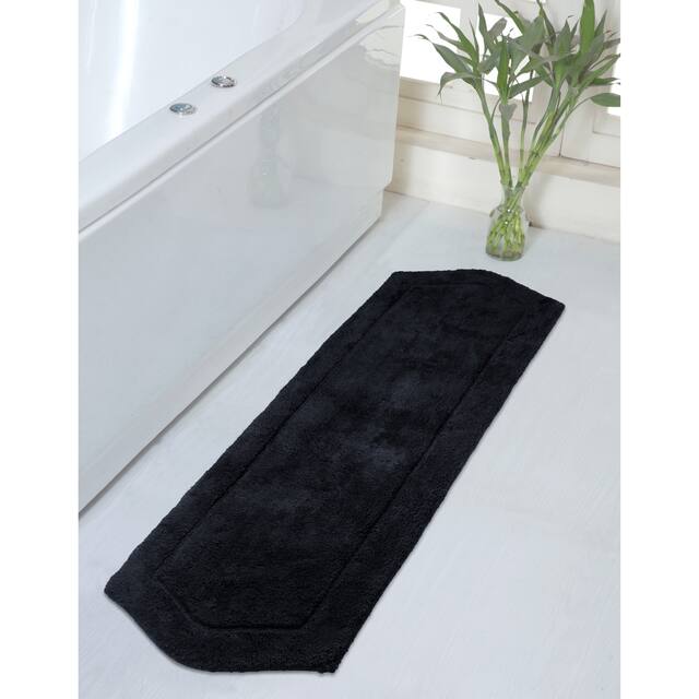 Home Weavers Waterford Collection Absorbent Cotton Machine Washable and Dry Runner Rug - Black