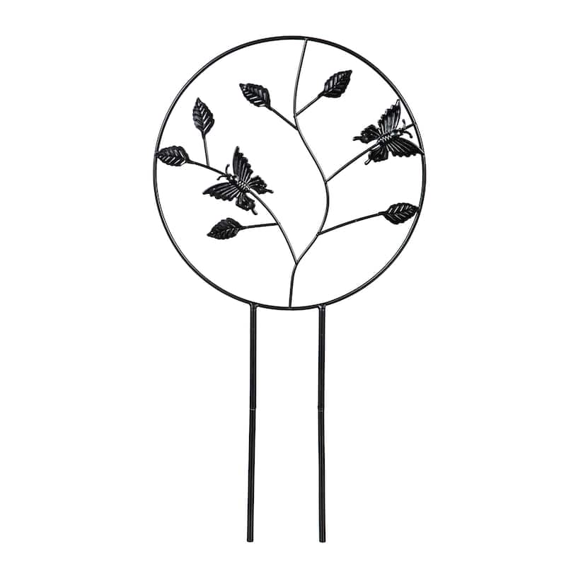 18" Metal Potted Trellis, Butterfly and Dragonfly, Set of 2