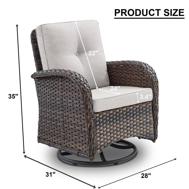 Outside Patio Swivel Chairs Brown - Beige