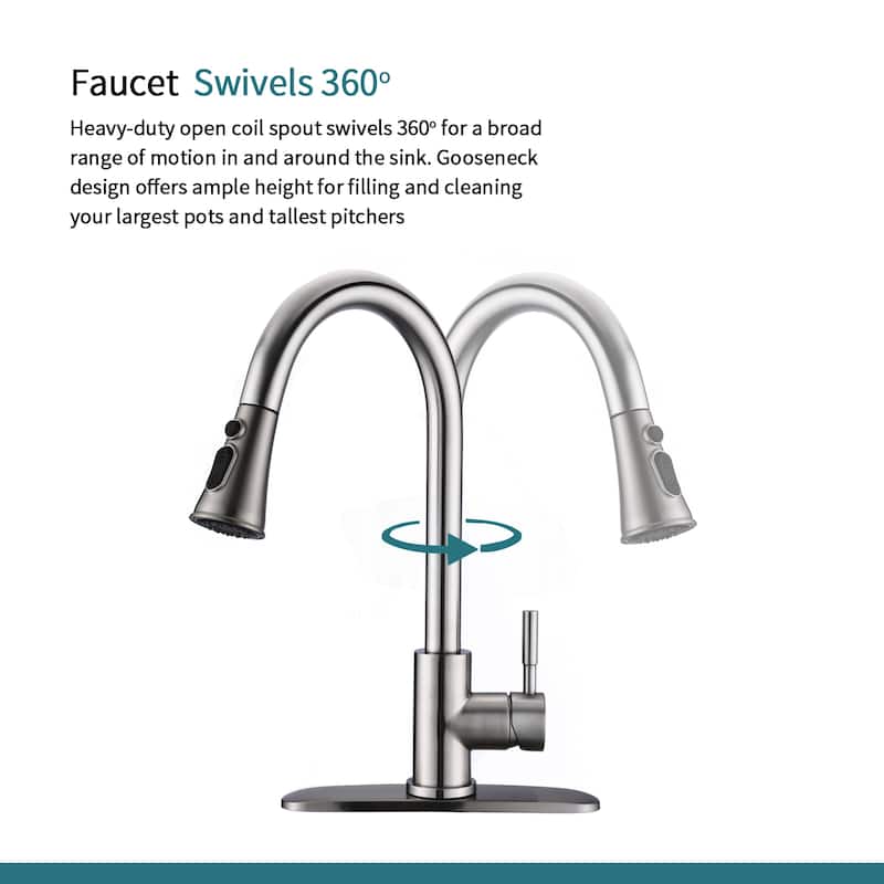 PROOX 360 Rotation Single Handle Kitchen Sink Faucet Pull Down Sprayer