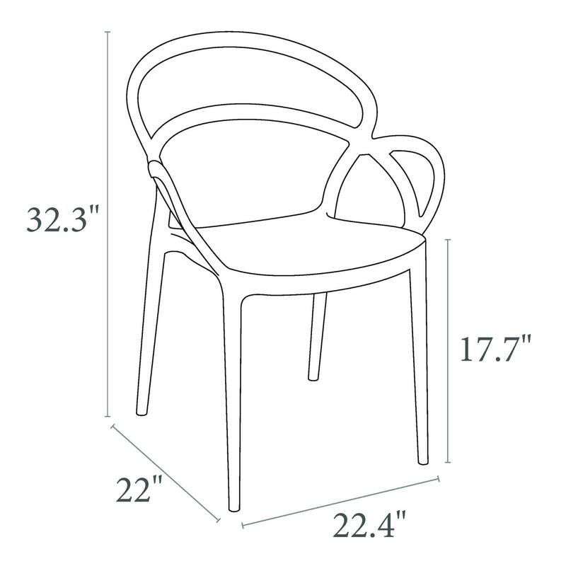 33" Red Outdoor Patio Round Dining Arm Chair