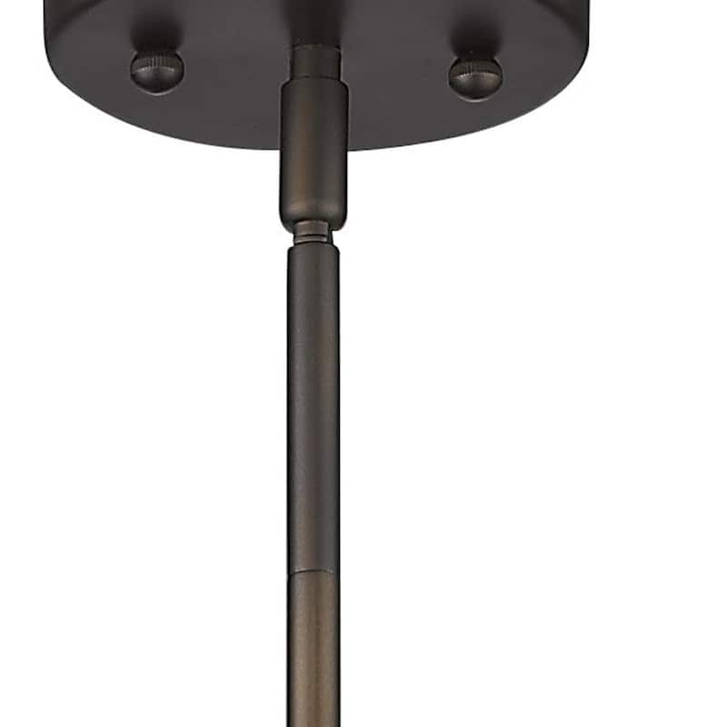 HomeRoots Bronze Hanging Light with Ribbed Pebbled Glass Shade - 7.5' X '11.5' X '7.5
